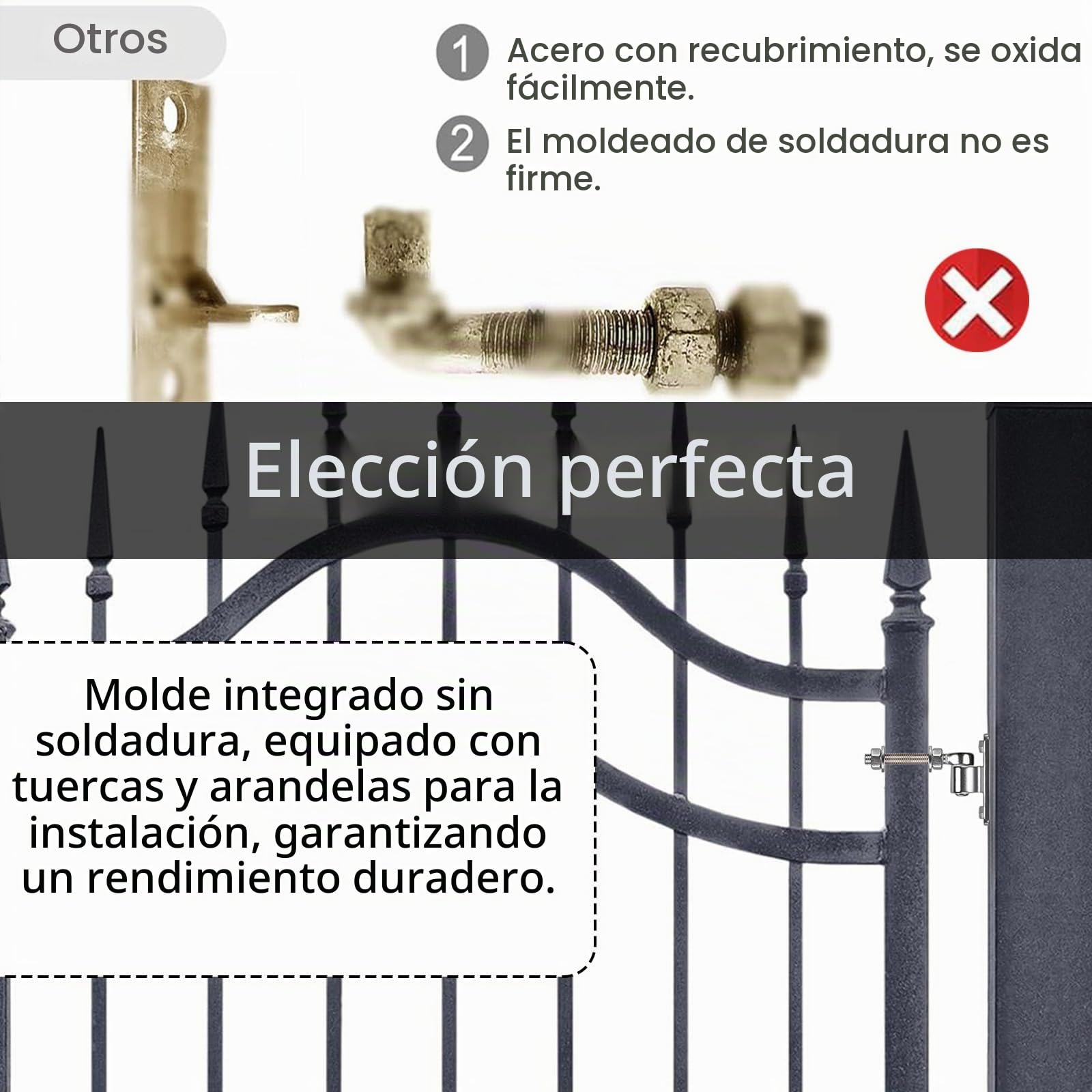 Paquete de 4 Bisagras Puertas, Bisagra Puerta de Perno en J de 6 Pulgadas con DIA M12, Bisagras Puertas Madera de Acero Inoxidable, para Portones de Granja, Cercas de Madera y Entradas de Vehículos