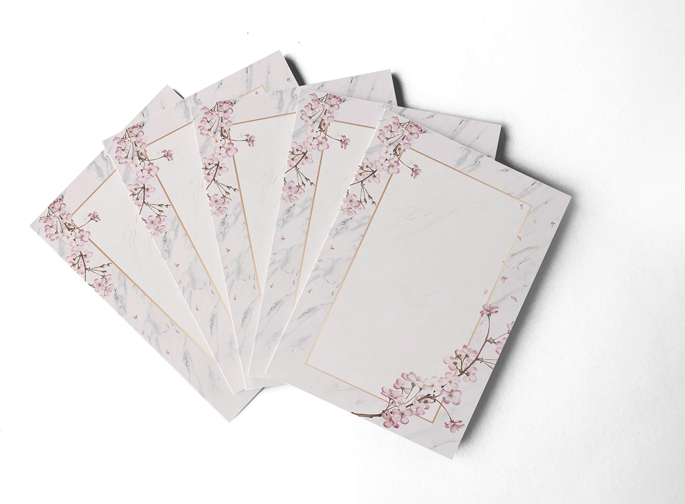 alterEgo (Pack of 15) - A4 Letter Stationery Paper for Writing Poems, Letters and Lyrics (with Complimentary Kraft Envelopes) (Design: Cherry Blossom)