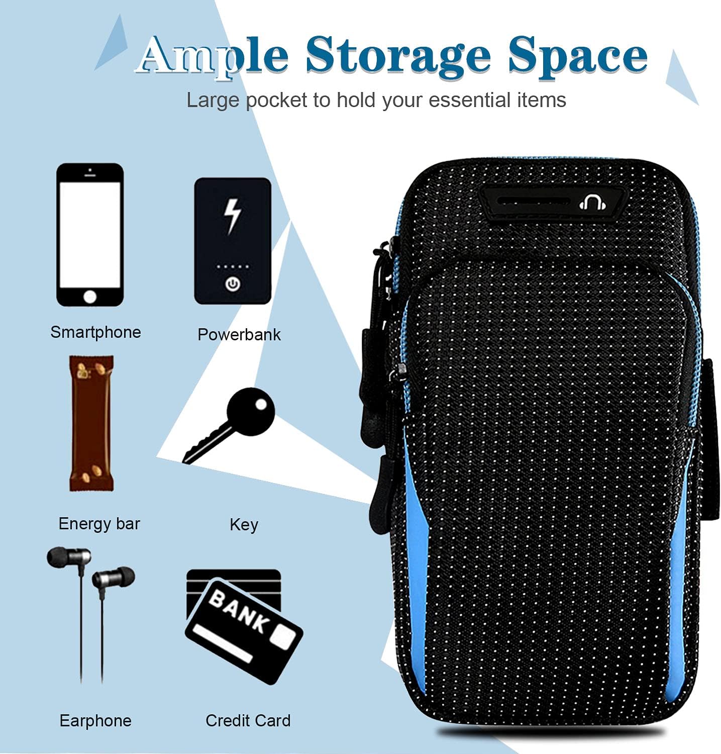 ERONGDIAN Phone Armband for Running Workout Gym Arm Phone Holder Waterproof Large Capacity Adjustable Armband Phone Case for iPhone 12 11 Pro Max Xs Xr X 10 8 7 Plus Samsung Galaxy S20 S10 S9 S8 Note