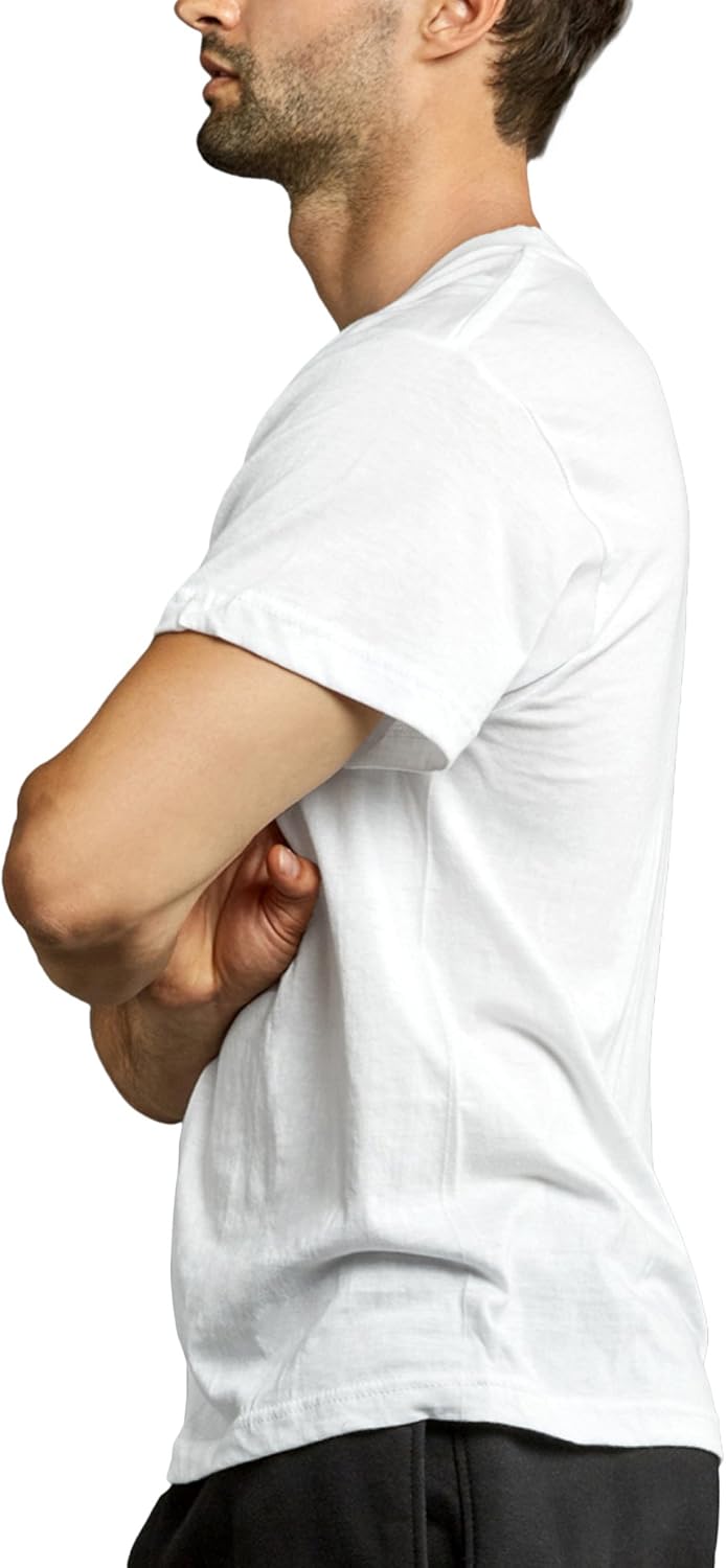 ToBeInStyle Men's Pack of Relaxed Fit Short Sleeve V-Neck White T-Shirts - Image 3