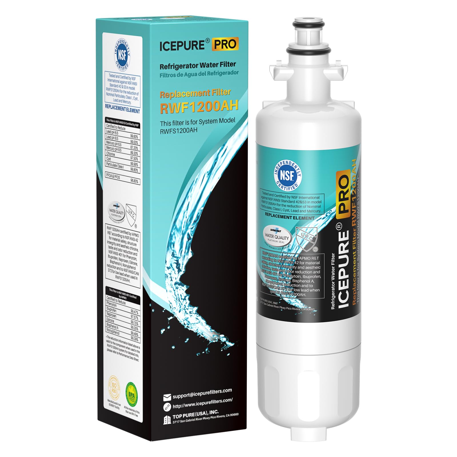 ICEPURE PRO ADQ36006101 NSF401 Certified Replacement for LG LT700P, 1PACK