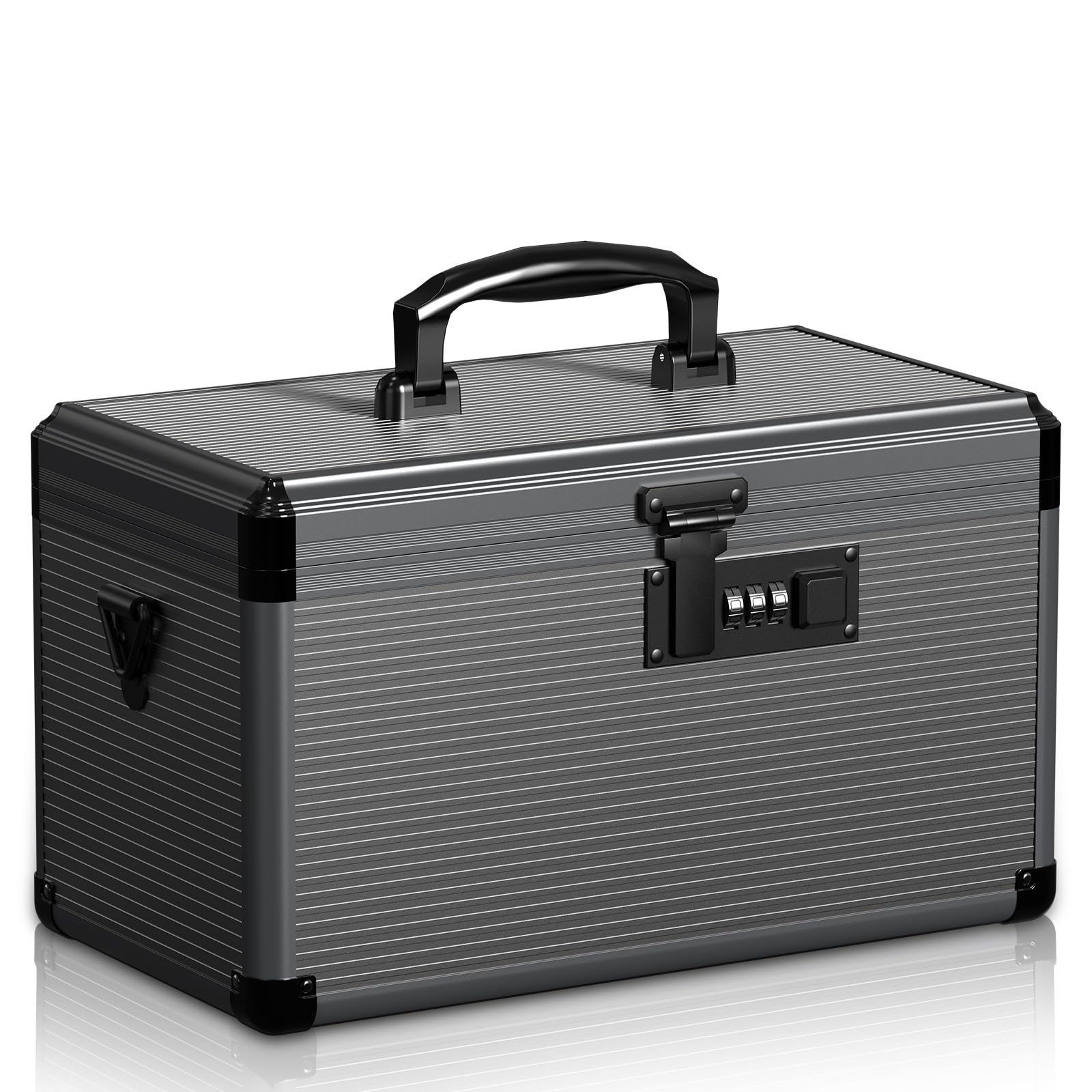 Lockbako Medicine Lock Box with Code, Lockable Medicine Box with Removable Tray & Pocket Bag, Portable First Aid Box with Handle for Home,Office,Outdoor 35.5 * 21.5 * 19cm