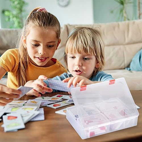 Miniatura 5 de PATIKIL Caja de almacenamiento de tarjetas de béisbol, 1 juego de organizador transparente para tarjetas deportivas, contenedor de plástico para