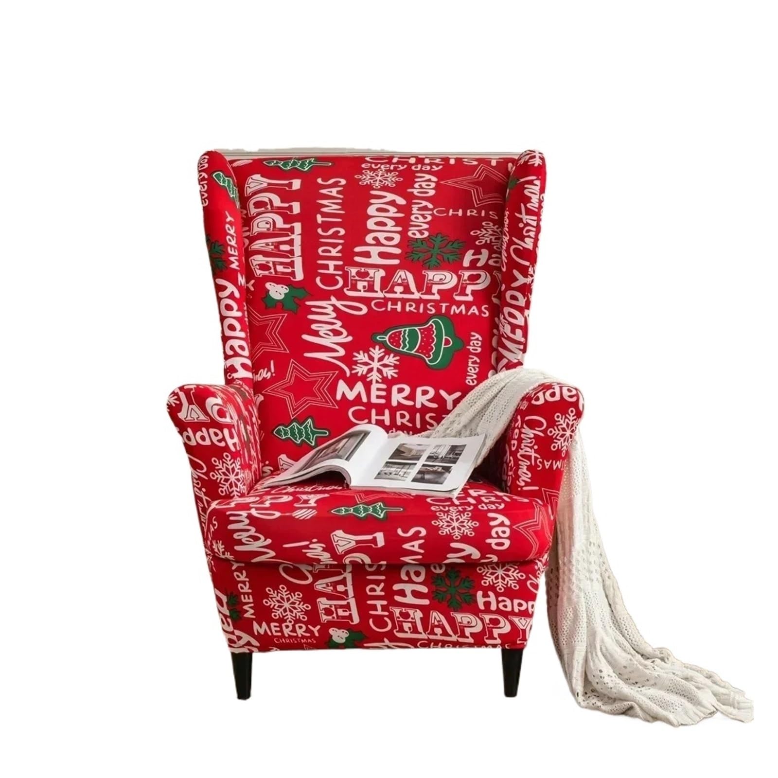 GCYEIDMA Wing Chair Slipcover Flower Wing Chair Cover Stretch Armchair Covers Removable Relax Sofa Slipcovers(Style-17)