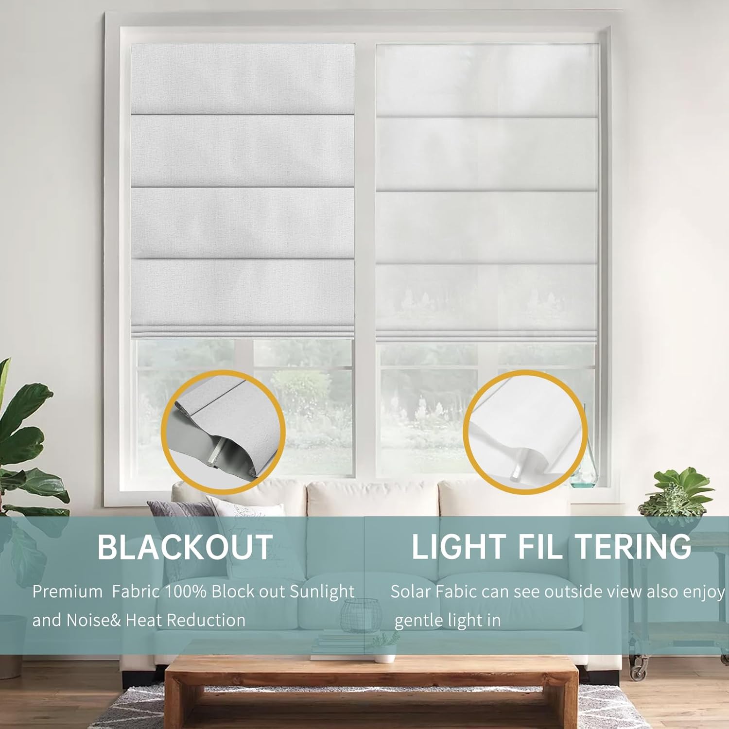 Changshade No Drill Roman Shades for Windows,Cordless Roman Blinds No Tools,Custom Size Light Filtering Pull Down Blinds, Easy Install Modern Fabric Window Shade for Home Office Linen Dark Grey