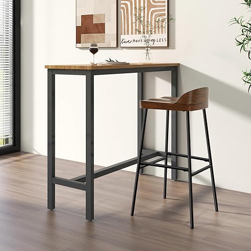 Miniatura 8 de COSTWAY Juego de 4 taburetes de bar, taburete industrial de 29 pulgadas de altura con respaldo y reposapiés, patas de metal, silla de altura de