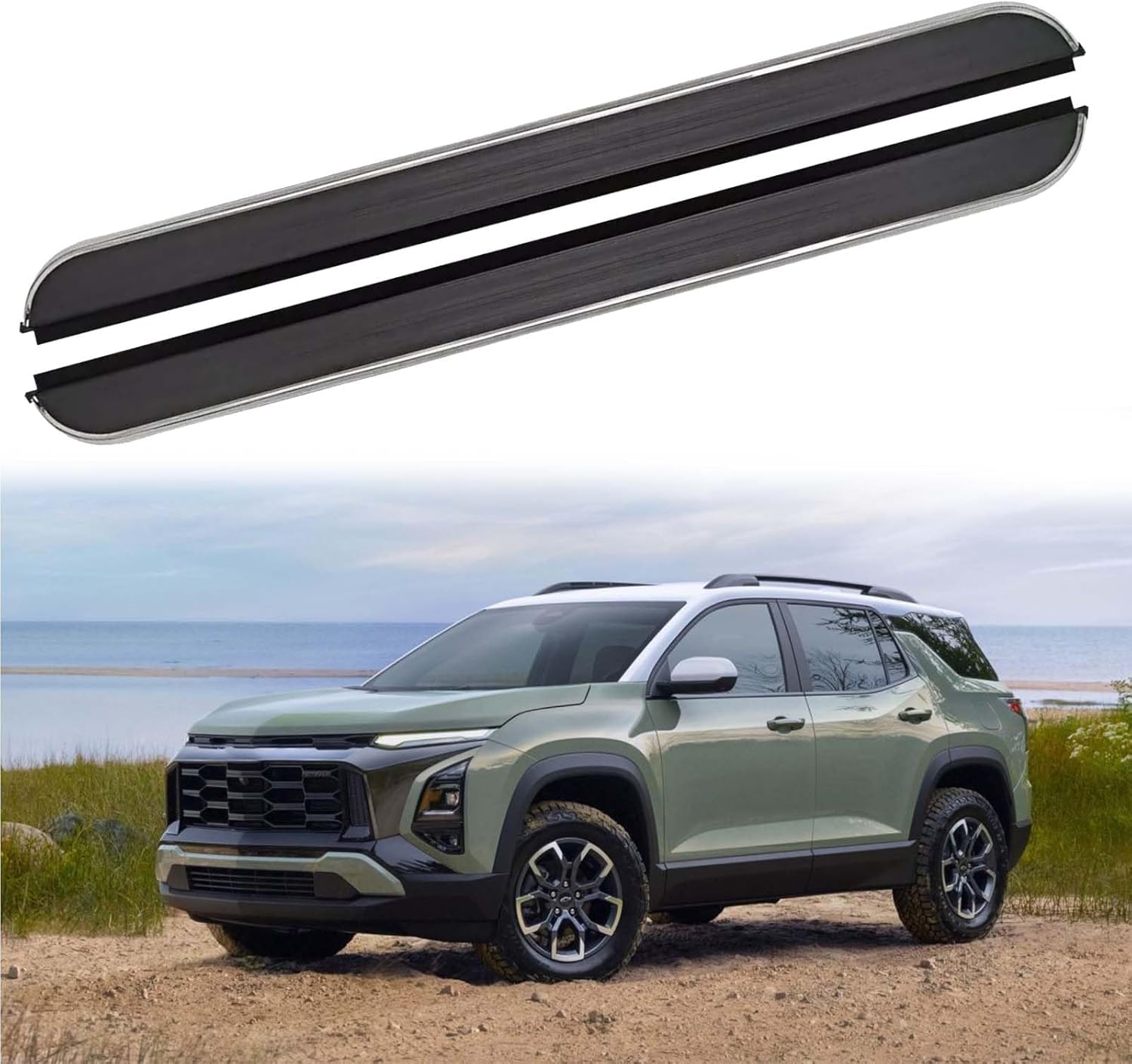2Pcs Aluminum Running Boards Fit for Chery Chevrolet Equinox 2025 2026 Fixed Nerf Bars Side Steps with Brackets (52)