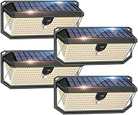 Vista 1 de Luces solares para exteriores, 4000 lm, 380 ledes, luces solares con sensor de movimiento para exteriores, resistentes al agua, 3 modos, ángulo