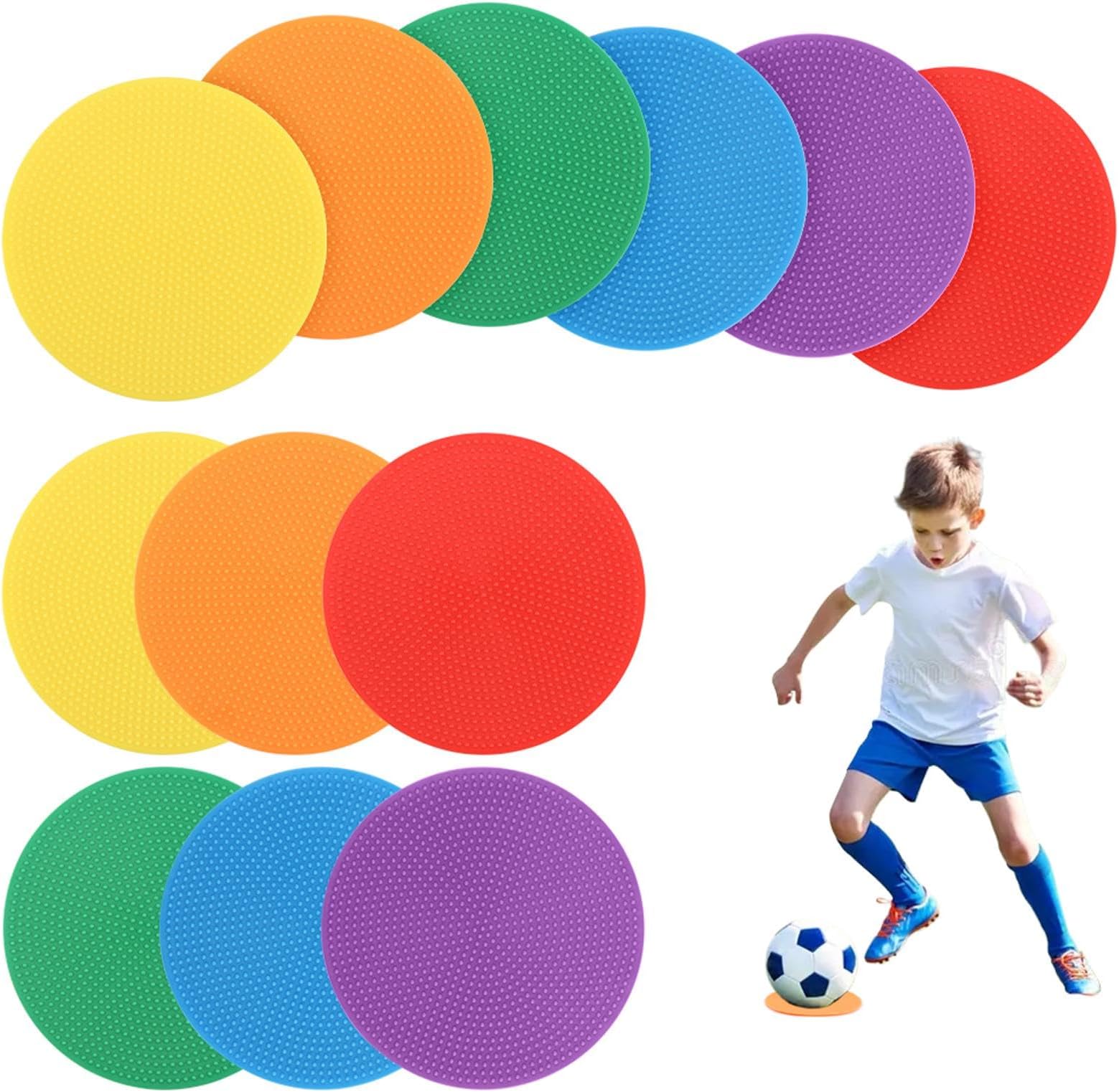 12 Pieces 4 Inch Non-Slip Dot Markers, Poly Point Markers for Agility Points for Gym/Sports Training, Rubber Circles, Multicolor, Sports Markers for Sports, Speed Training