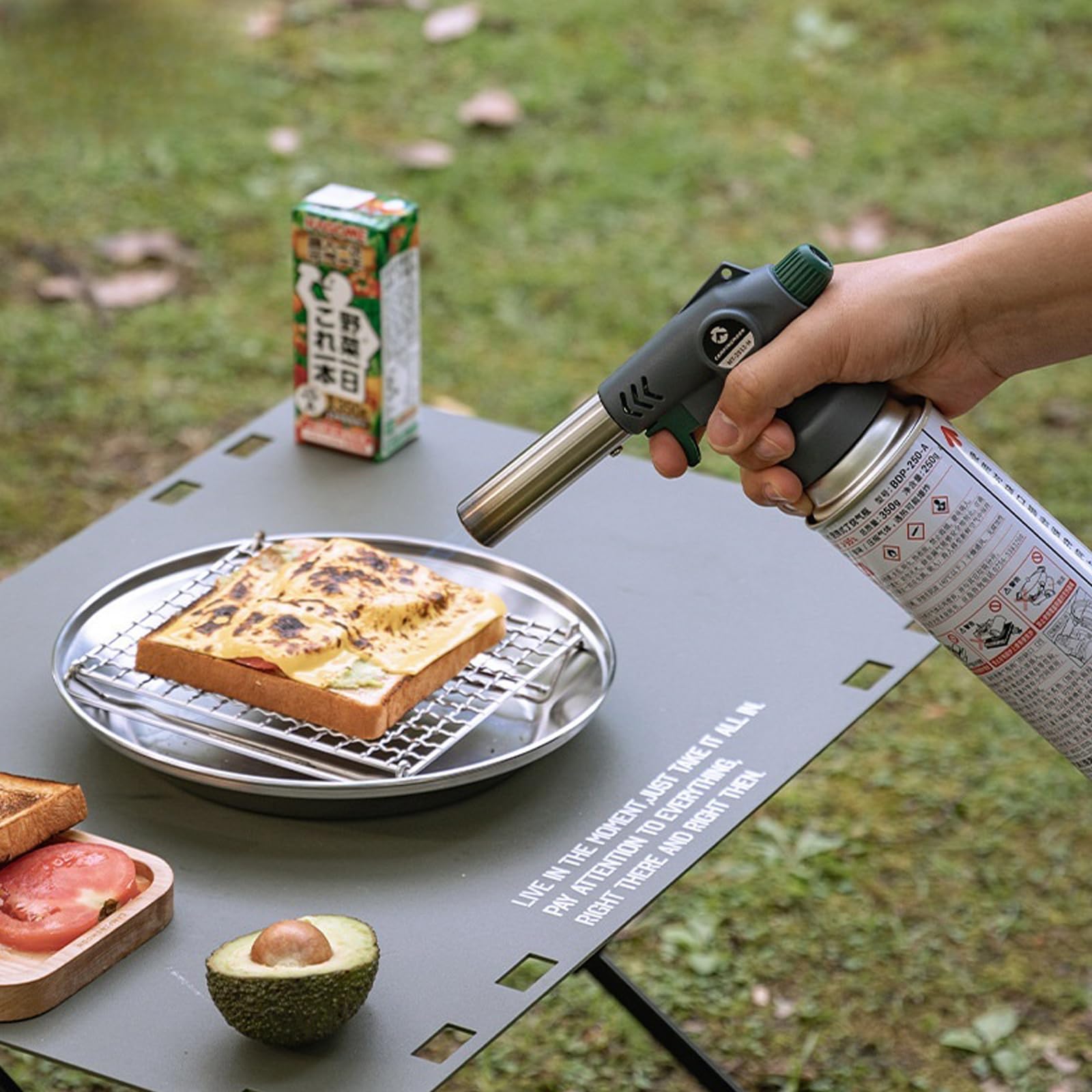 Campingmoon Butangasbrenner Küchenbrenner,Flambierbrenner,Creme Brulee Brenner Bunsenbrenner mit Einstellbare Flamme (Gray)