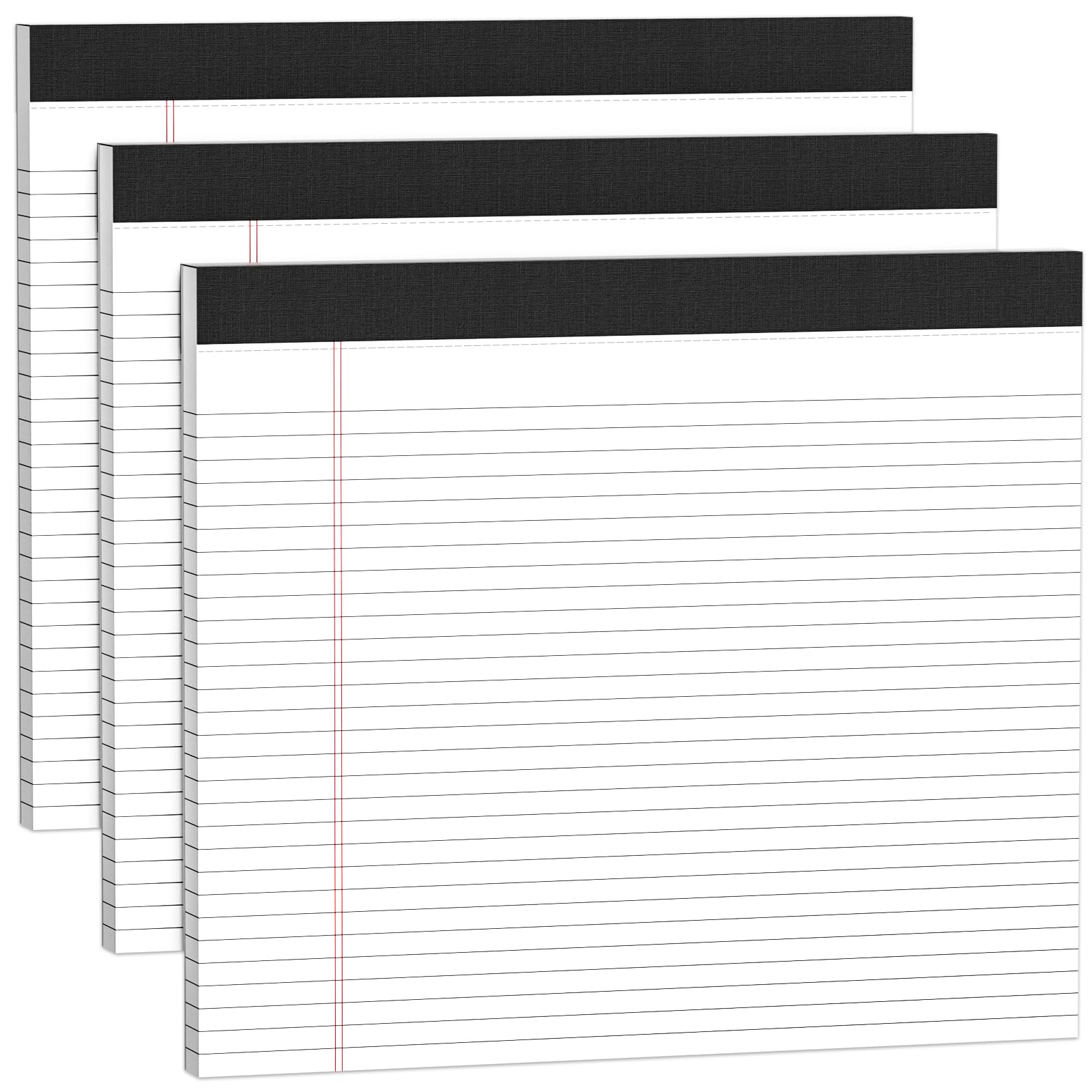 AILZFEI 3 Pack Legal Pads 11 x 9.5 College Ruled White Paper Note Pad Narrow Ruled 30 Sheets Notepads Perforated Writing Pad Clear Print Horizontal