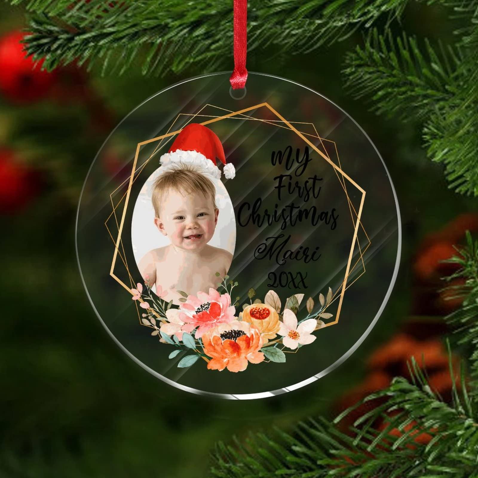 Il Mio Primo Natale Neonato-Decorazioni Natalizie Personalizzate Ragazzi, ragazze, Decorazioni Capodanno 2024,Palline di Natale Personalizzate con Nome, Data di Nascita, Peso e Dimensioni, BLU