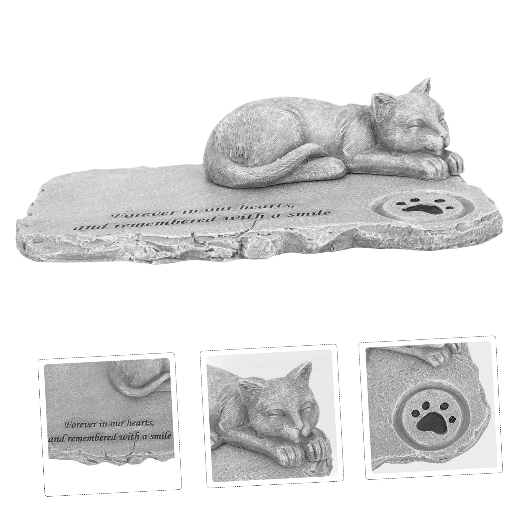 Kisangel Piedra Conmemorativa Gato Adorno De Resina Decoración Exterior Emocional