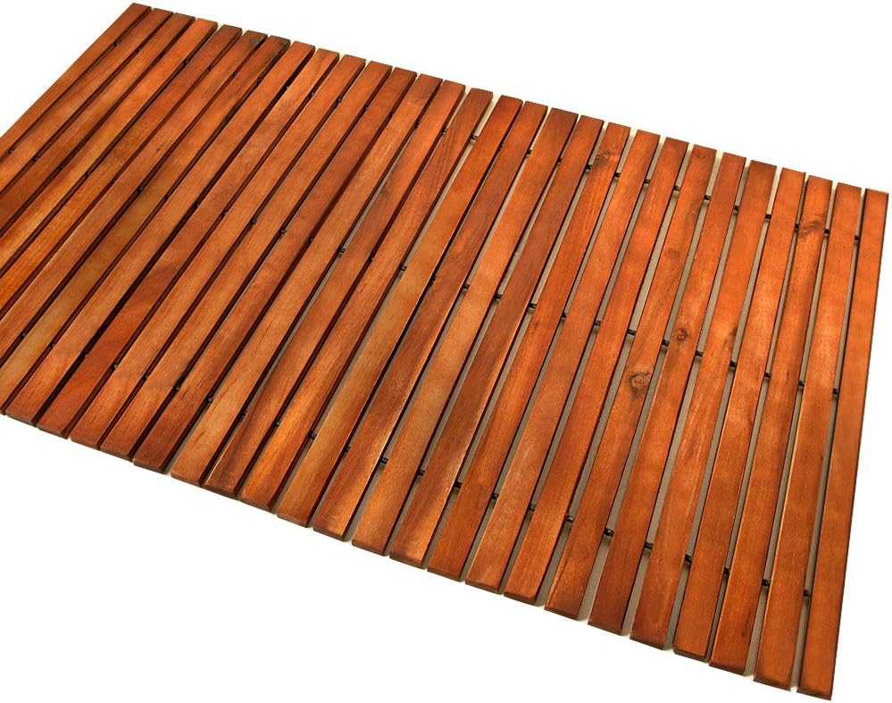 Wooden shower mat bath duckboard hardwood non slipping rectangular oiled bathroom