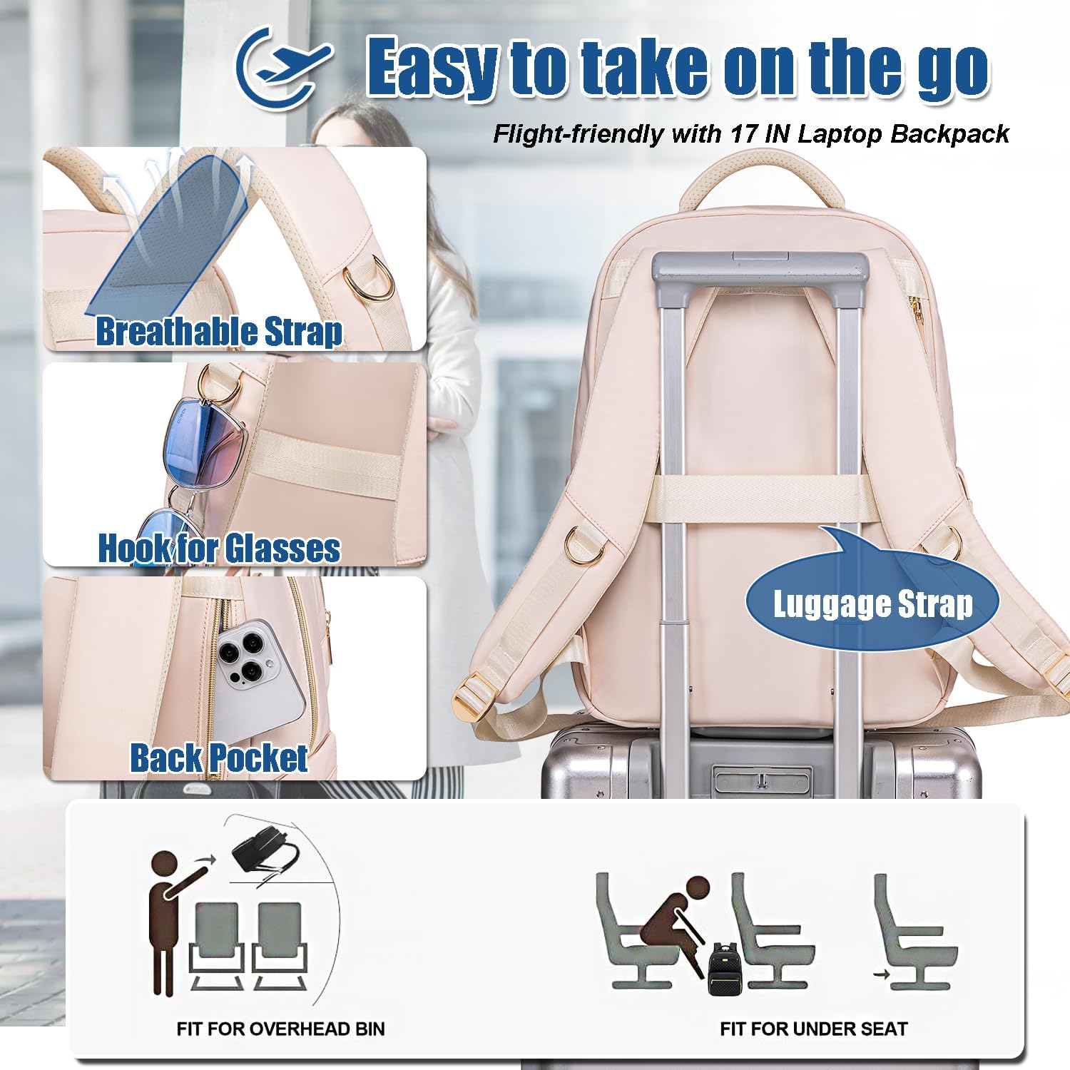 Weitars Lunch Backpack, Insulated Cooler Backpack 15.6 Inch Laptop Backpack For Women Men For Women Nurses Teacher Gifts for College Work Beach Camping Picnics Travel - Image 6