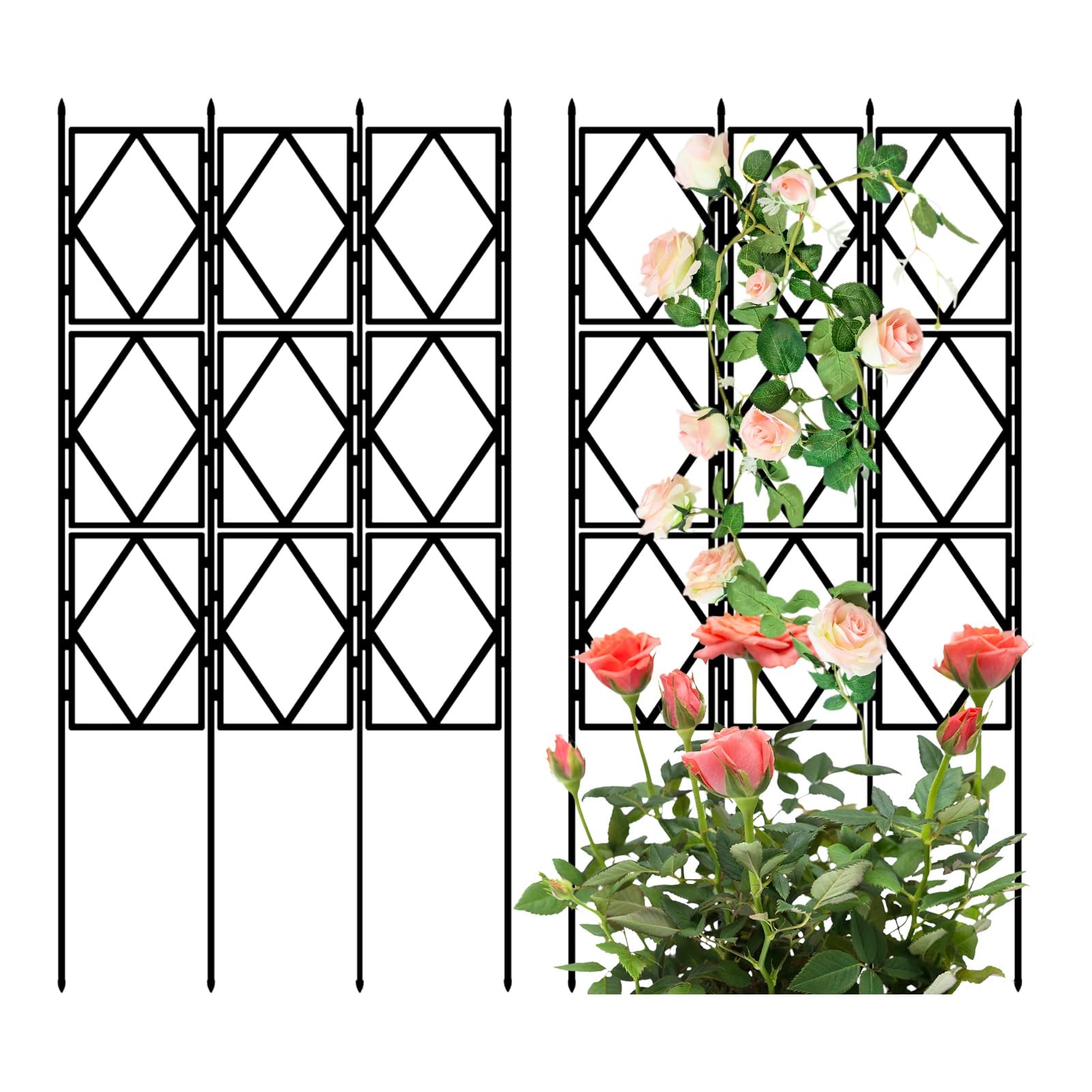 Kratka do roślin dla wysokich pnączy, składana kratka do roślin, kratka do ogrodzenia na patio, dekoracja ścienna, pionowa kratka do pnączy, czarna(W60xH90CM(2.0x3.0FT))