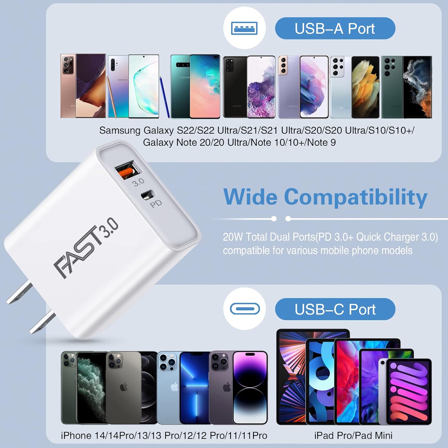 Pzoz Carregador Usb 30w Carregamento Rápido Pd Tipo C Carga Rápida