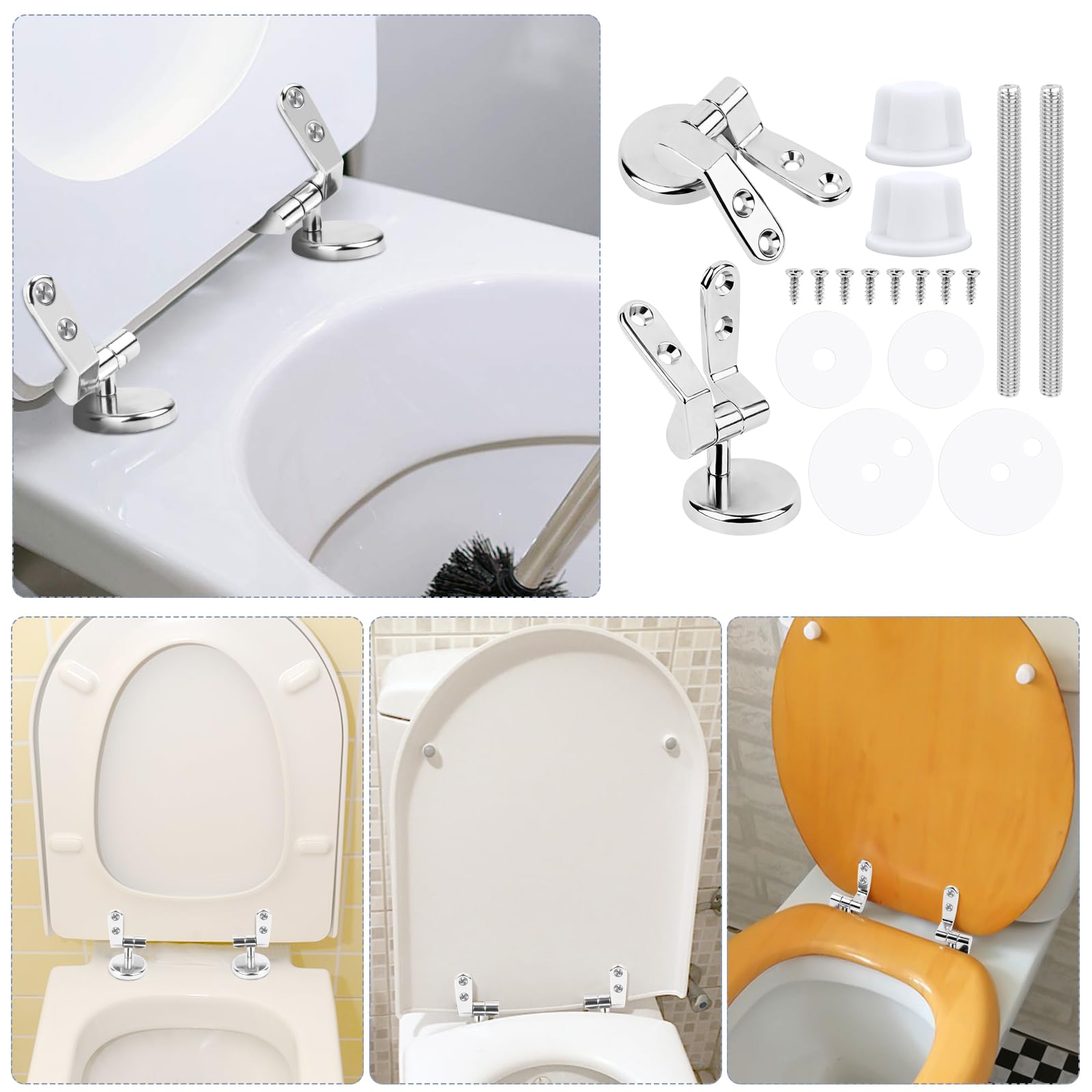 WC-Sitz Befestigungsset Aus Zinklegierung - Ersatzscharniere Mit Schrauben Für Toilettendeckel