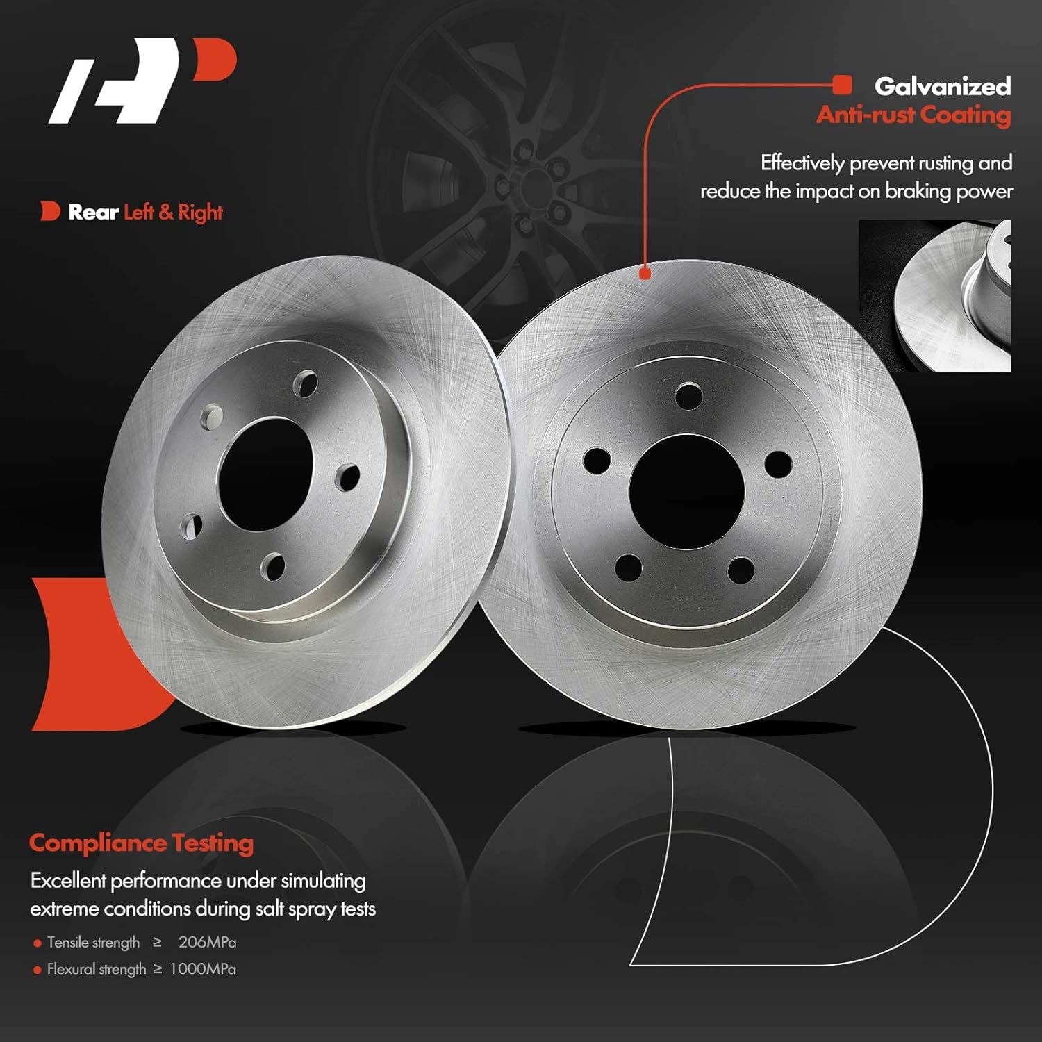 A-Premium 11.72 inch (297.7mm) Rear Solid Disc Brake Rotors + Ceramic Pads Kit Compatible with Buick, Cadillac, Pontiac Models - Park Avenue 2003-2005, DeVille 00-05, Seville 03-04, Bonneville 04-05