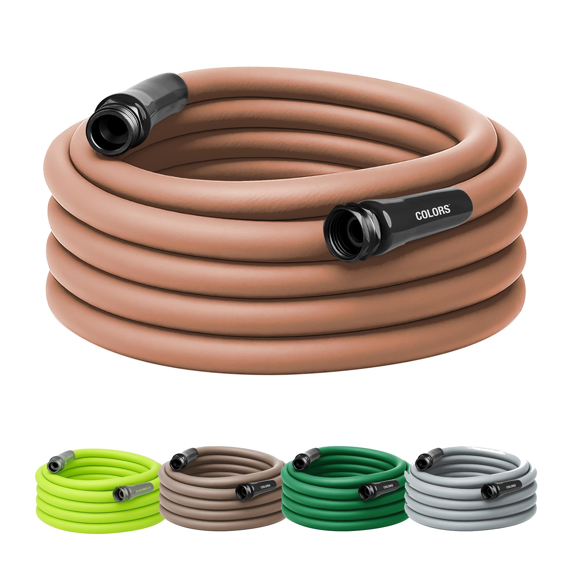 Flexzilla Colors Garden Hose 5/8 in. x 50 ft., Lightweight All-Weather Water Hose, Durable and Flexible, Leak-Free Connections, Red Clay