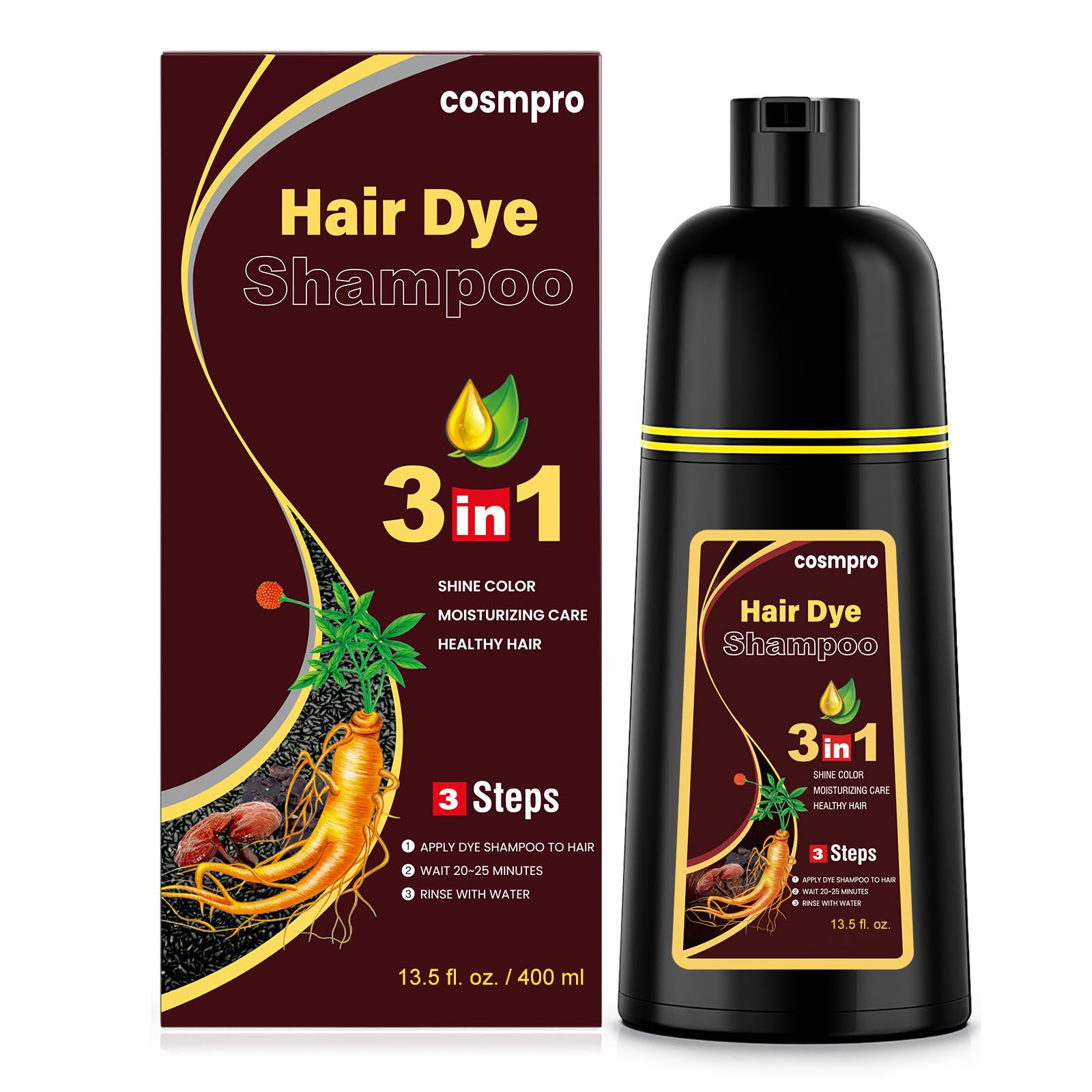 Cosmpro 3-in-1 Hair Dye Shampoo for Gray Coverage