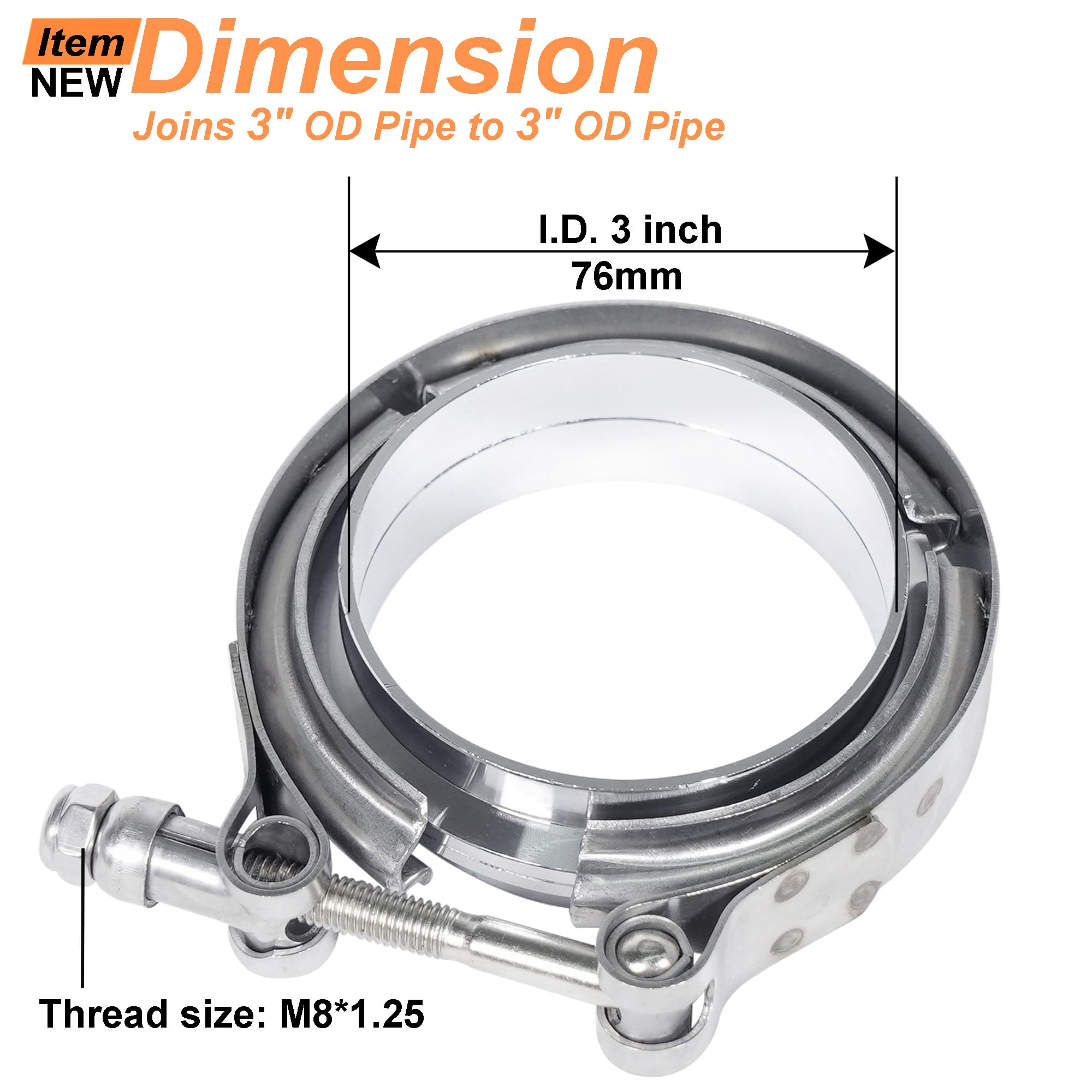 Borla Universal 3in Stainless Band Clamps