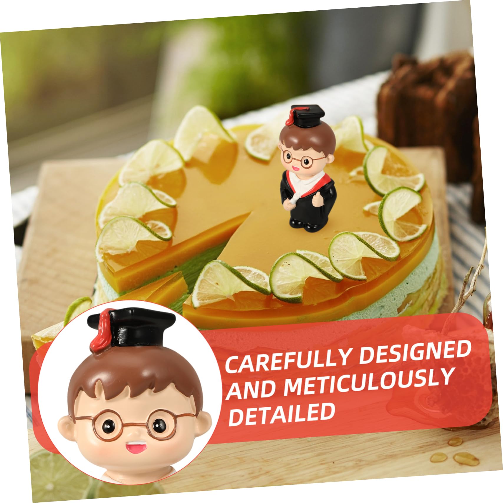 Ciieeo 4stücke Graduation Cake Decoration Resin Figurine Topper Für Abschlussfeiern Essbare Tortendeko Mit Lustigem Design Für Muffins Und Desserts Sicherer Lebensmittelkontakt