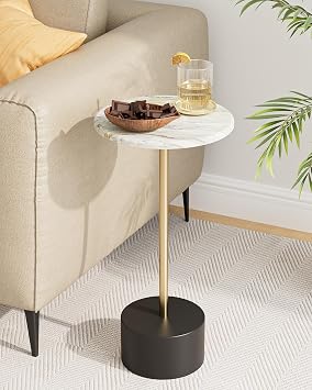 24Drink Pedestal Table, Round Martini Cocktail Table, Black Gold