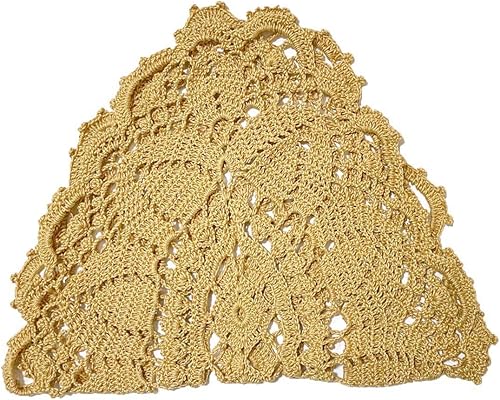 Miniatura 3 de BIBITIME Manteles individuales de encaje redondos hechos a mano con flores de ganchillo para cocina (ovalado-champán, 1 unidad-11.8 x 22.5 pulgadas)