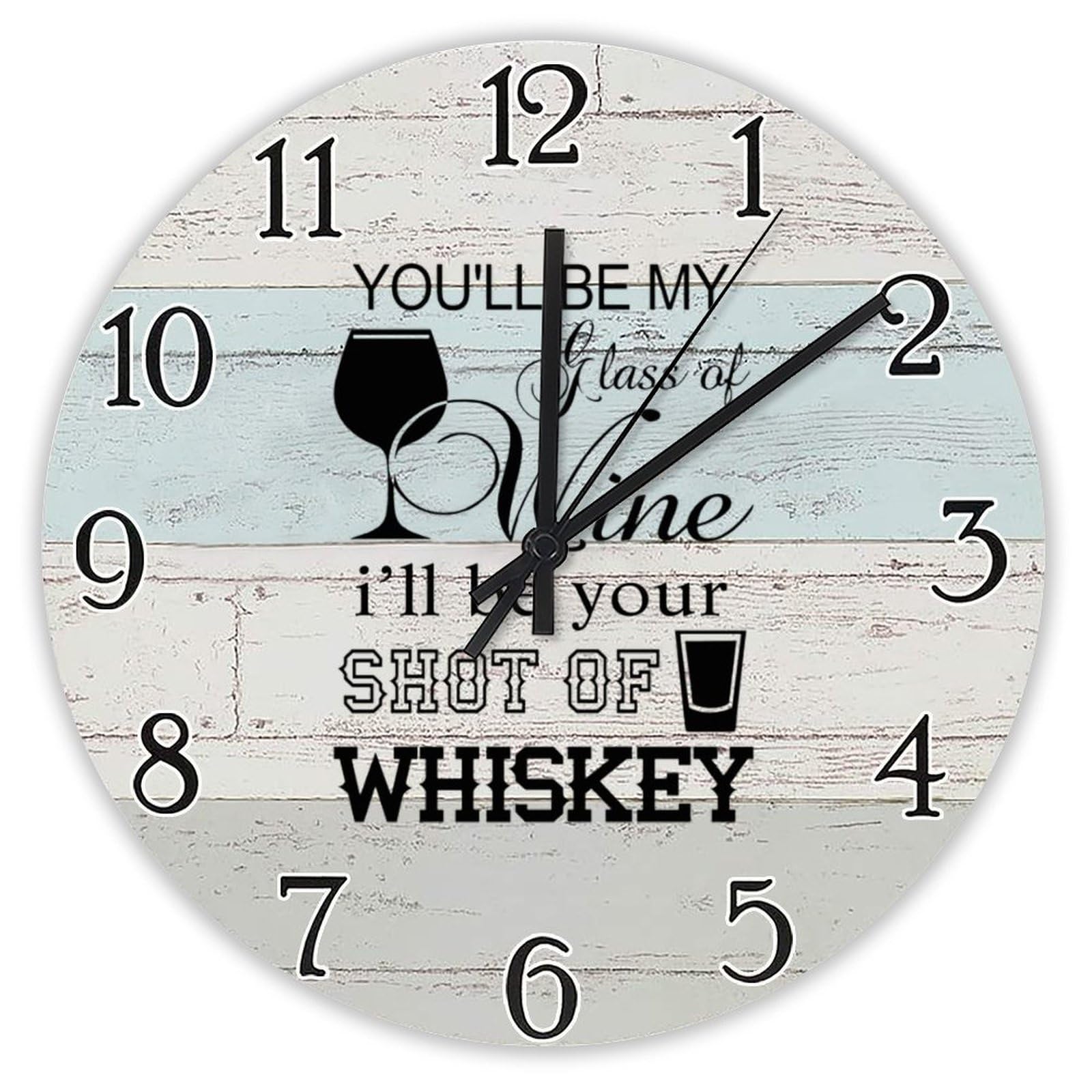 Horloge murale en bois citation Youll Be My Glass oine déco suspendre salon