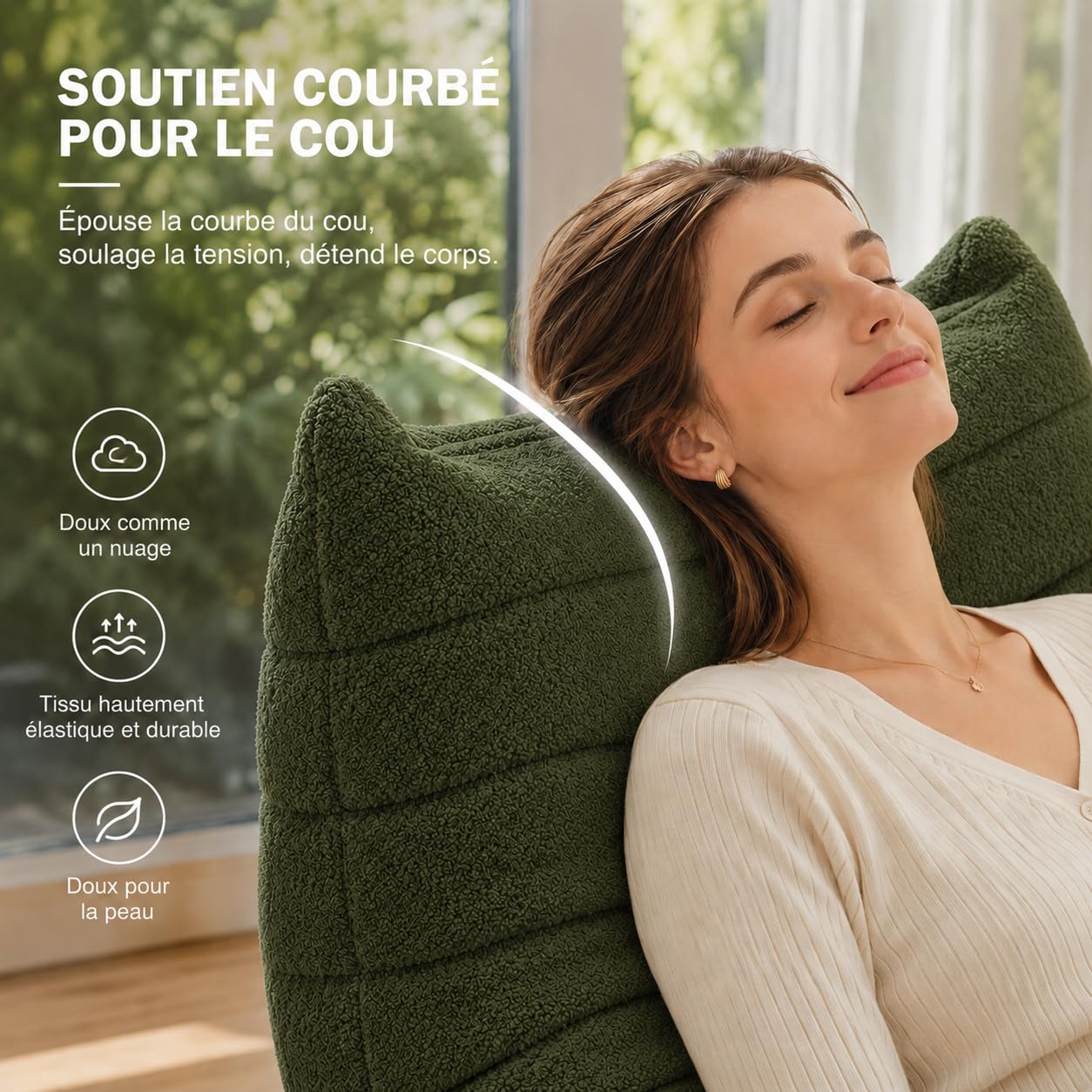 Pouf de sol, canapé Togo au design ergonomique, canapé relax avec revêtement en fausse fourrure et mémoire super moelleuse, pour chambre à coucher, salon (vert)