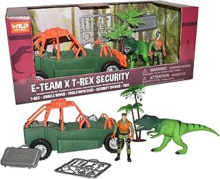 WILD REPUBLIC E-Team X T-Rex Playset, Dinosaur Figurine Action Figure, Animal, Vehicle, Accessories, Gifts for Kids, Multicolor