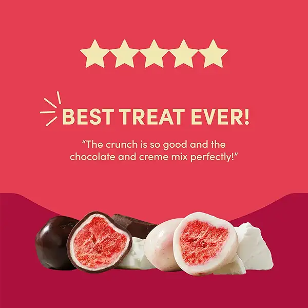 Tru Fru Freeze Dried Fruit Variety Pack, Strawberries & Crème, Strawberries in Dark & White Chocolate, Real Fruit, Chocolate Covered Snacks, Gluten Free Candy, 6 Pack (3.4oz) 7