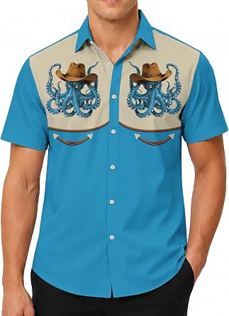 Mens Hawaiian Shirt Short Sleeves Printed Button Down Funny Hawaiian Shirts for Men Beach Casual Shirts