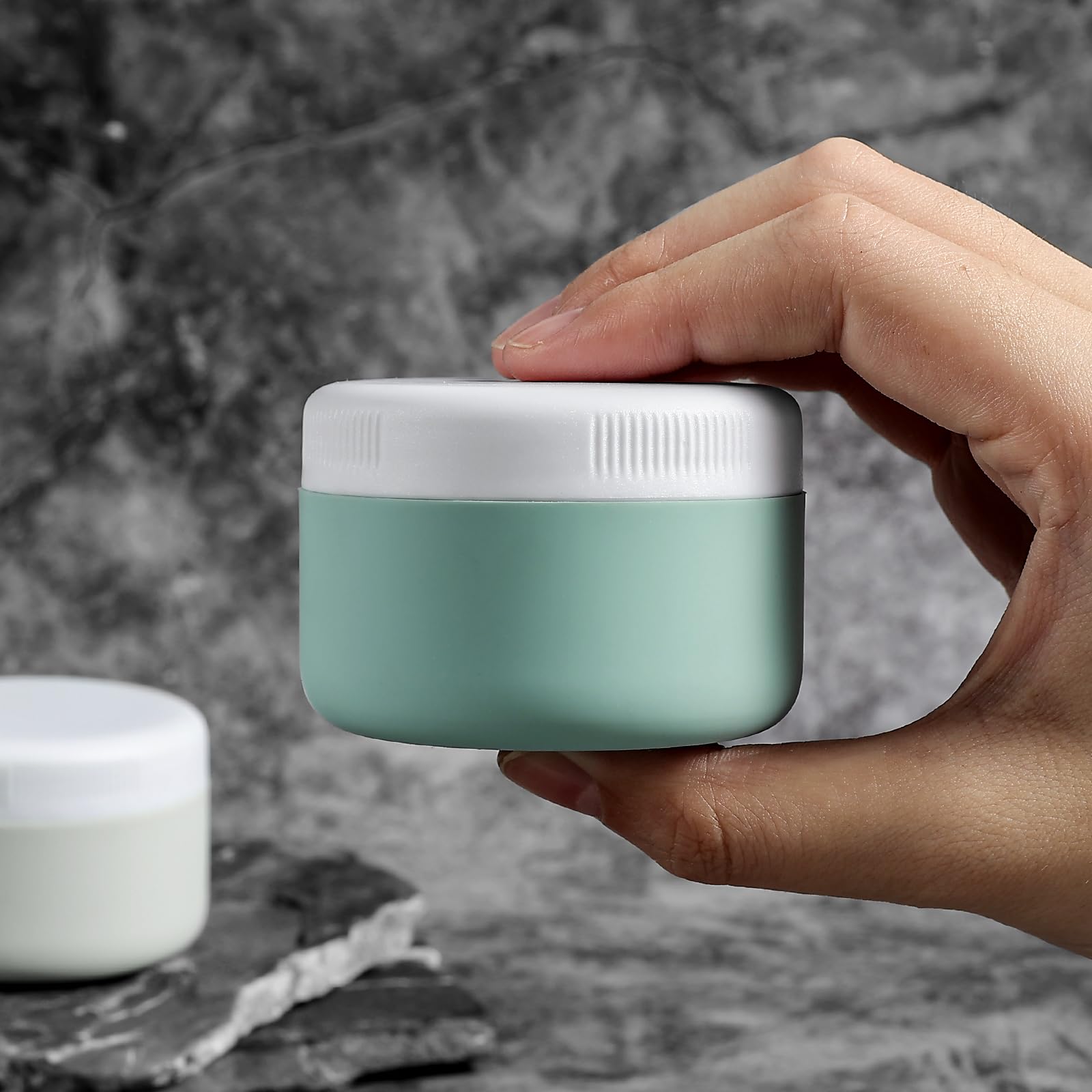 Kuangre Travel Containers for Toiletries, Silicone Cream Jars BPA Free, TSA Approved 2oz Travel Size Containers, Leak-proof Travel Essentials with Lid for Cosmetic Face Hand Body Cream (4 Pack)