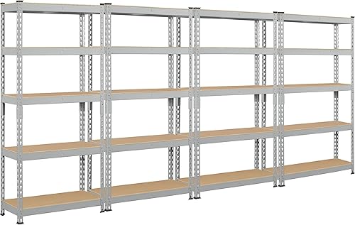 Vista 51 de Topeakmart 4 estantes utilitarios de 5 niveles, estantes de almacenamiento de metal, estantería de garaje, estantes de almacenamiento ajustables