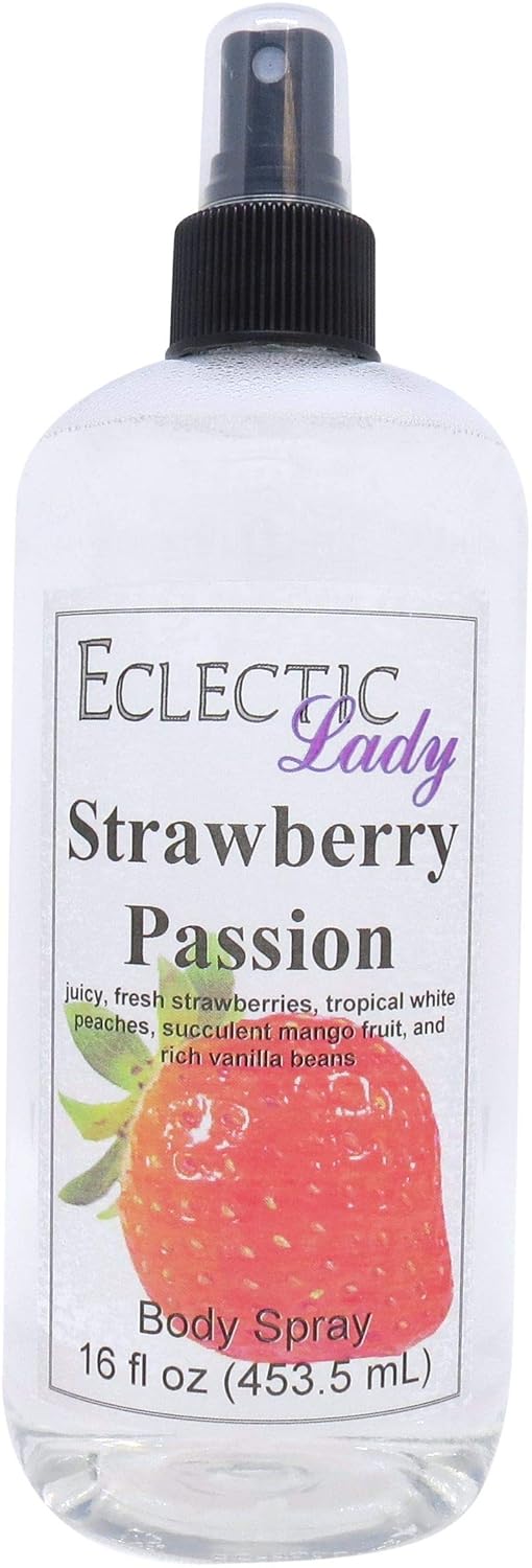 Eclectic Lady Strawberry Passion Body Spray, 16 ounces, Body Mist for Women with Clean, Light & Gentle Fragrance, Cologne with Soft, Subtle Aroma For Daily Use