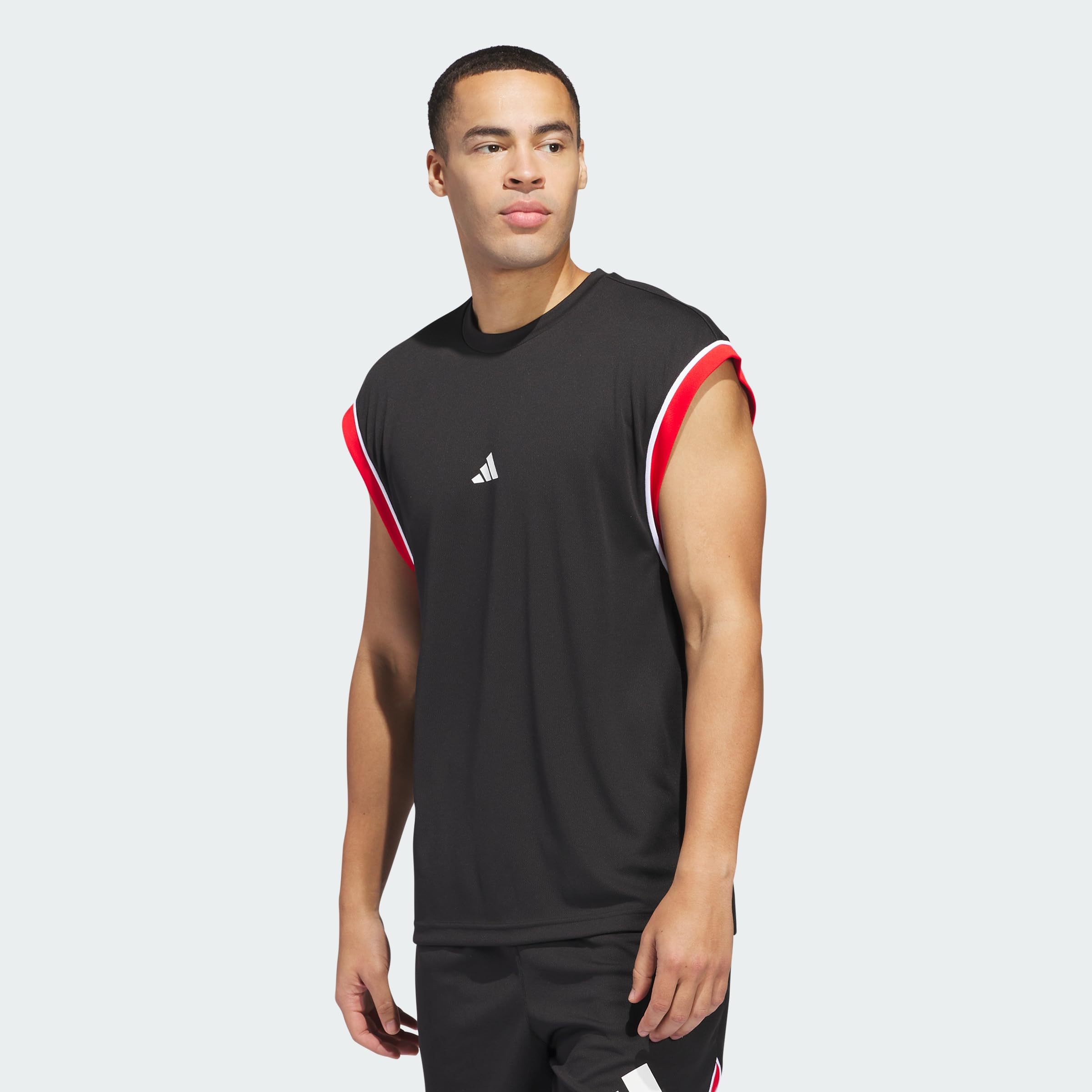 adidas Men's Basketball All World Sleeveless Tank Shirt, Black/red, XL