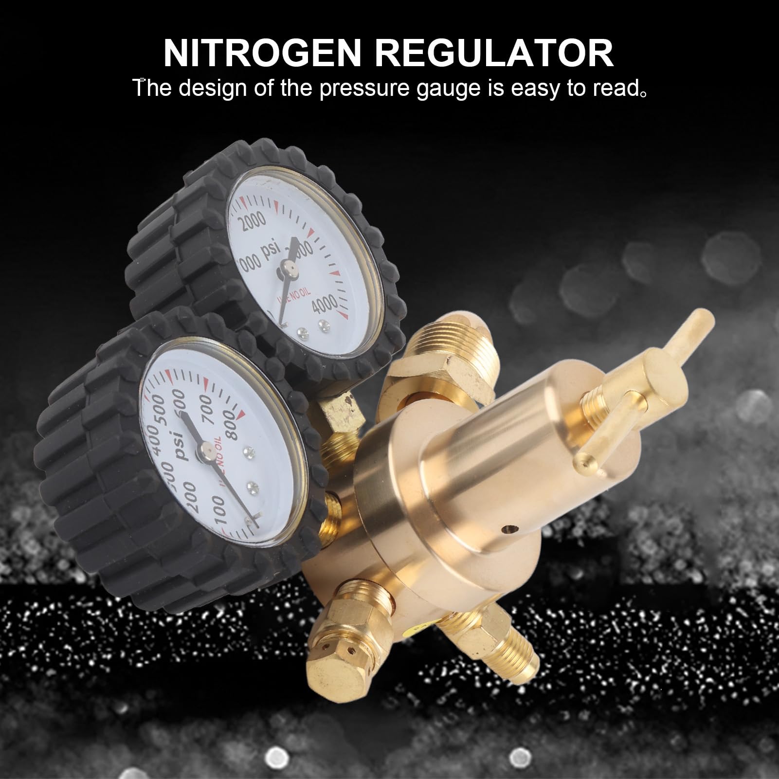 Cocoarm Regulador de Nitrógeno Regulador de Gas de Doble Calibre de Latón de 0 a 800 PSI con en T Medidores de Fácil Lectura para Limpieza del HVAC Pruebas de Presión y Control de Cilindros (Estados
