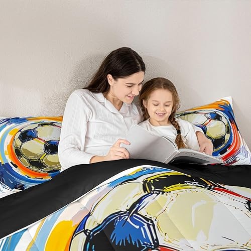 Miniatura 5 de Erosebridal Juego de edredón de fútbol para niños, tamaño matrimonial, juego de ropa de cama de fútbol para niños, juegos de ropa de cama para