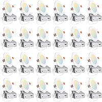 Amico 24-Pack 4-Inch 5CCT Selectable Ultra-Thin LED Recessed Ceiling Lights with Junction Box, Dimmable 800LM Canless Downlights ETL/FCC