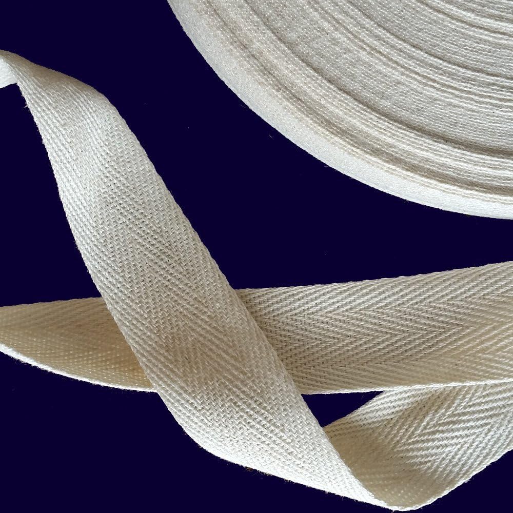 Anrox Supply Co.Twill Tape 3/4" to 2" Size 100% Cotton Black Natural White 50 Yards (2", Black)