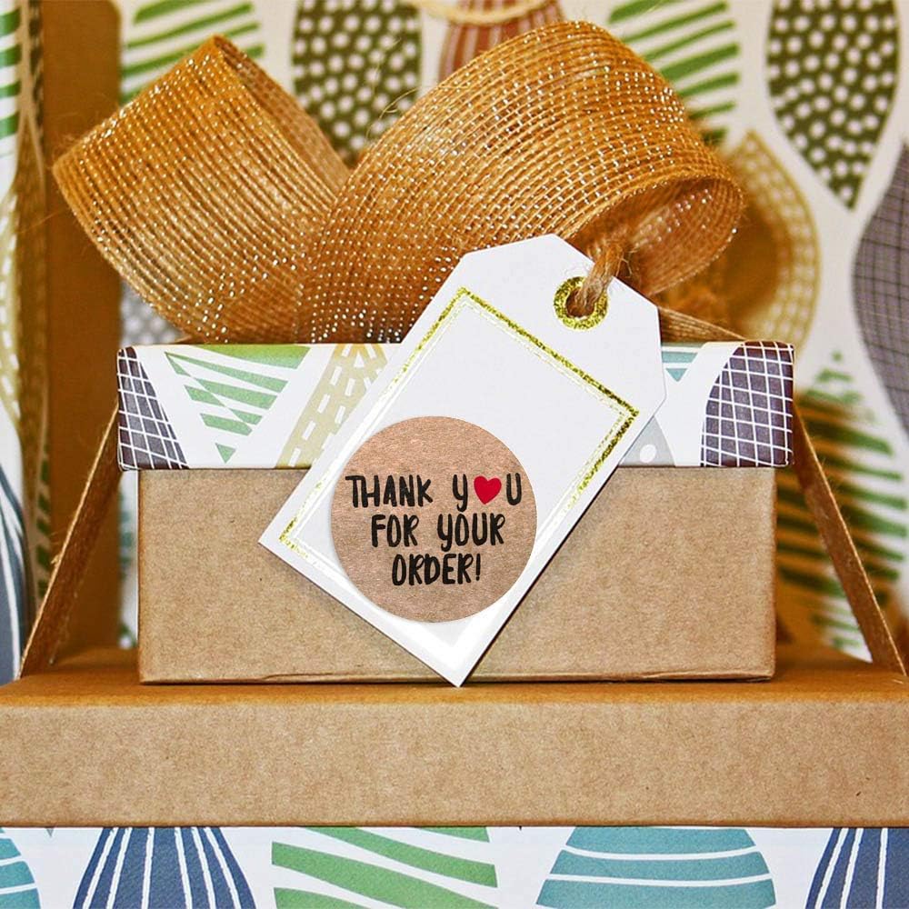 Thank You for Your Order Stickers for Packages, 1.5 inch Kraft Labels with Heart Design, 500 Count image 3