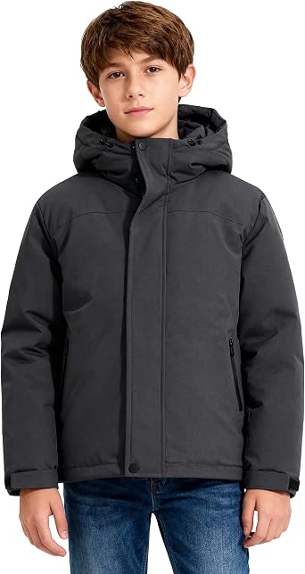 Wantdo Boys Waterproof Ski Jacket Quilted Winter Coat Warm Fleece Puffer Jacket Mountain Windbreaker