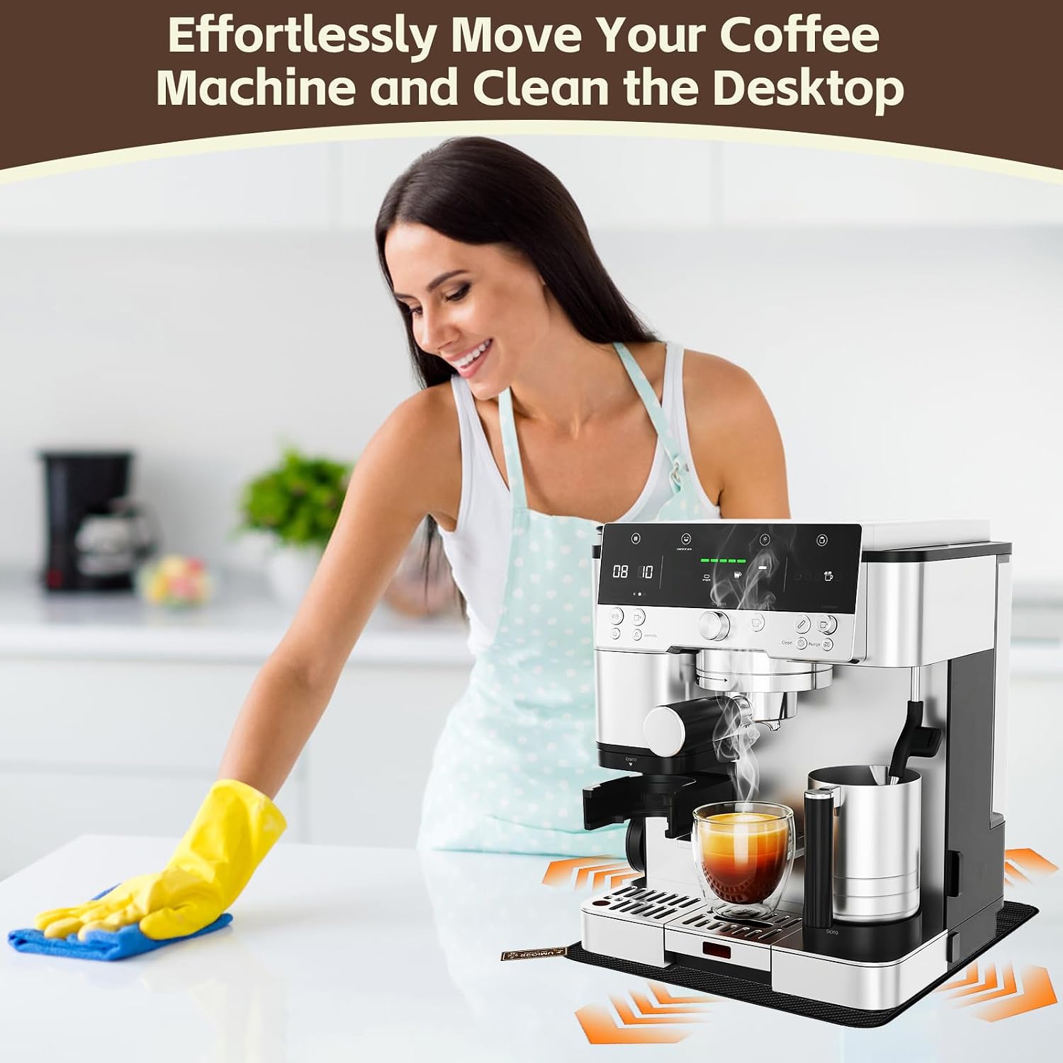 Sliding Mat for Ninja Luxe Cafe Espresso Machine ES601/ES701, Smooth Glide with Anti-Slip Base, with Hanging Strap, Clean Easily,Protects Kitchen Countertop, Sturdy Mat for Ninja Luxe Cafe Accessories