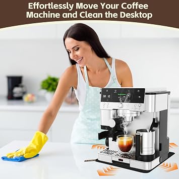 Ninja Luxe CafeエスプレッソマシンES601/ES701用スライドマット、滑り止めベース付きの滑らかな滑り、吊り下げストラップ付き、掃除が簡単、キッチンのカウンタートップを保護、忍者ラックスカフェアクセサリー用の頑丈なマット
