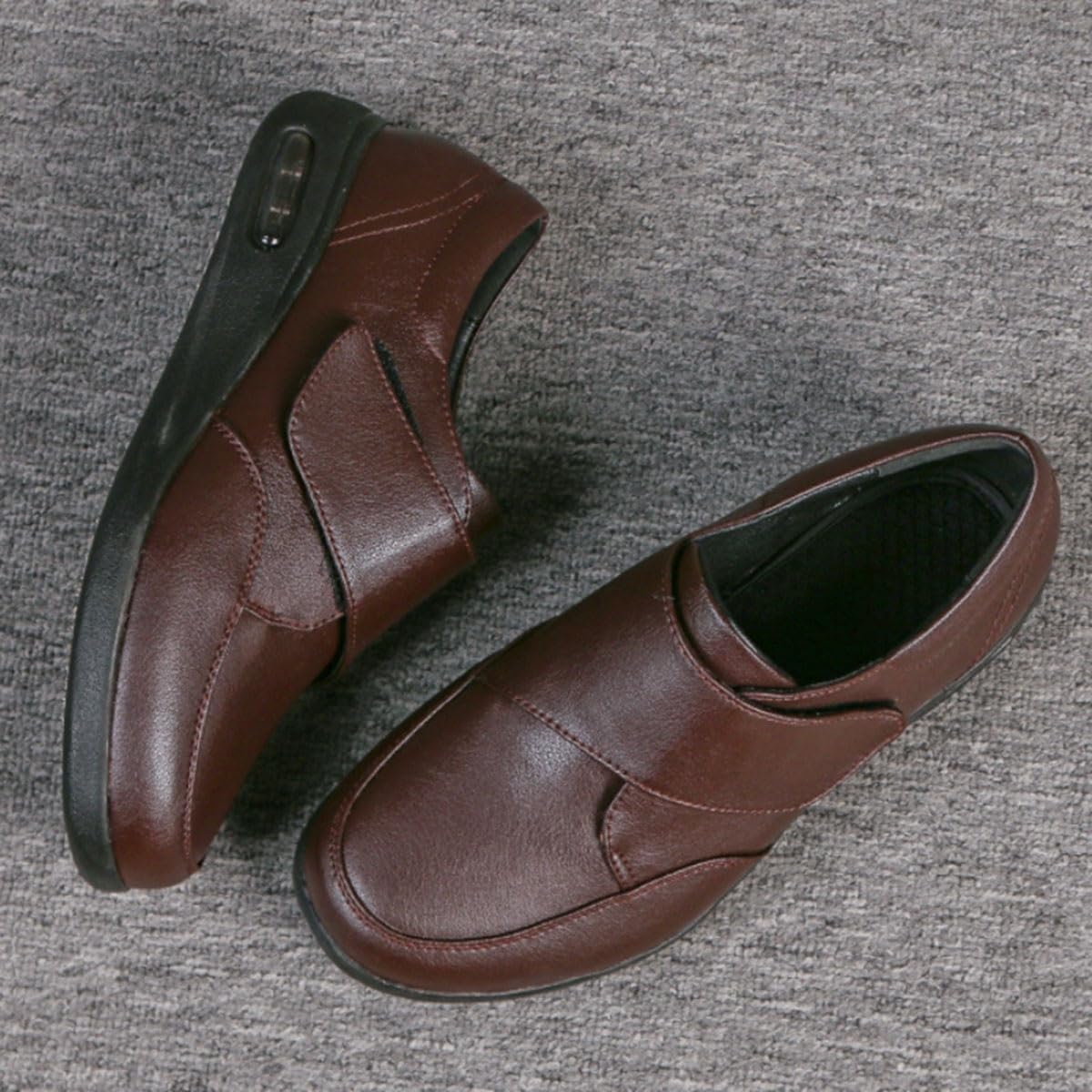 Orthopedic Diabetic Leather Slippers Adjustable Walking Shoes Slip On Sneakers Edema Swollen Shoes For Elderly Feet