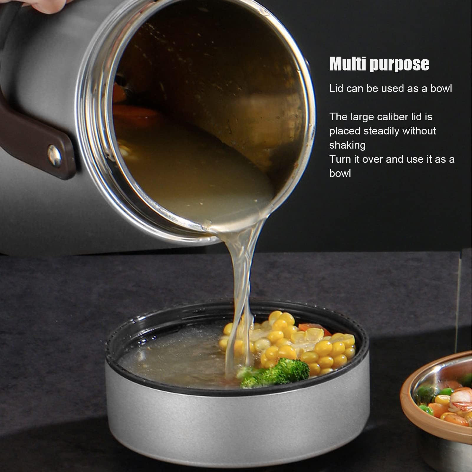 Fiambrera De Acero Inoxidable De 2300 Ml, Tarro De Comida Portátil Con Diseño De Doble Vacío, Recipiente A Prueba De Fugas Y Duradero Para Comidas Calientes, Ideal Para El Trabajo, Viajes, Picn
