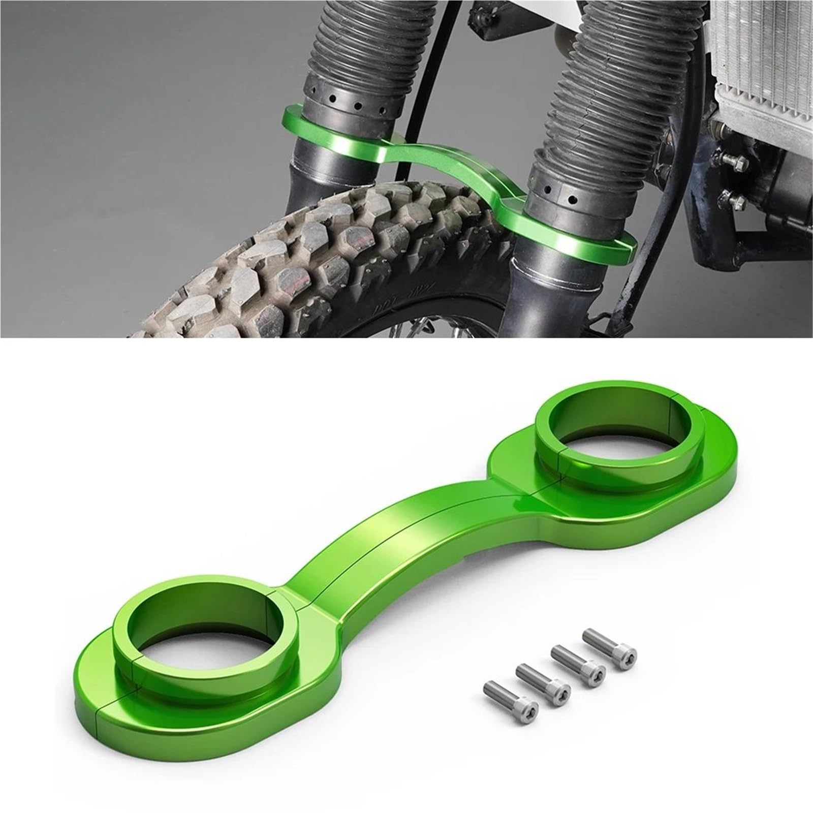 Adatto per Kawasaki KLR650 2008-2024 2023 2022 2021 2020 Moto Forcella Anteriore Brace Stabilizzatore protezione forcella(Green)