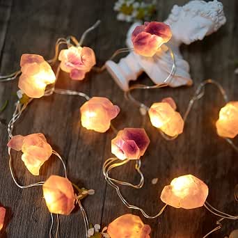 Natural Amethyst Crystal Color-Changing Fairy Lights, 10ft 30 LED with Remote Control